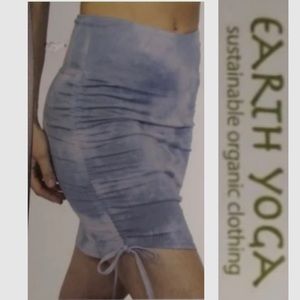 Tie Dye Adjustable Tie Ruched Comfort Skirt Earth Yoga Activewear Size XL